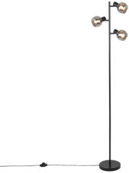 QAZQA Art Deco állólámpa fekete 3-lámpás füstüveggel - Vidro (102481)