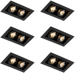 QAZQA 6 darabos modern fekete süllyesztett spotlámpa készlet 2-lámpás állítható - Oneon 70 (109861)