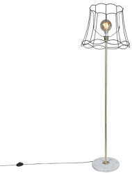 QAZQA Retro állólámpa sárgarézzel és Granny kerettel fekete 45 cm - Kaso (95311)