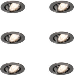 QAZQA Set van 6 moderne inbouwspots gunmetal GU10 50mm rond kantelbaar - Cisco (109605)