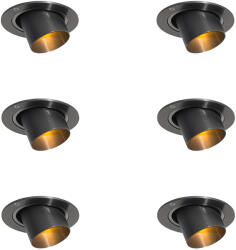 QAZQA 6 darabos süllyesztett spotlámpa készlet fegyverszürke GU10 35mm kerek dönthető - Installa (109586)