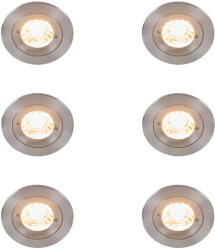 QAZQA 6 darabos modern, süllyesztett spotlámpa készlet, acél, kerek, IP44 - Xena (109912)