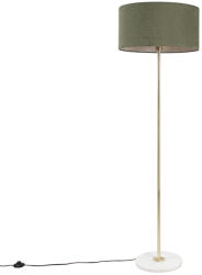 QAZQA Állólámpa sárgarézzel és zöld árnyékolóval 50 cm - Kaso (95052)