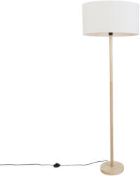 QAZQA Fa állólámpa ovális vászonernyővel, fehér, 50 cm - Mels (109120)