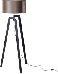 QAZQA Állólámpa fekete színű, barna bársony lámpabúrával, 50 cm - Puros (109171)