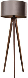 QAZQA Háromlábú állólámpa diófa, bézs bársony árnyékolóval 50 cm - Tripod Classic (109138)