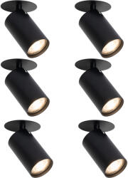 QAZQA 6 darabos modern süllyesztett spotlámpa szett fekete GU10 50mm - Chels (109598)