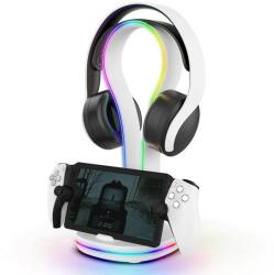 IPEGA P5P23 újratölthető RGB állvány Playstation Portal távoli lejátszóhoz fejhallgatótartóval Fehér (6974363711719)