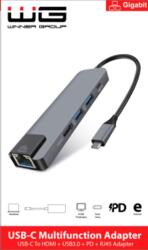 Winner Group WG - HUB Type-C 4 v1, HDMI RJ45 USB3.0, alumínium, alumínium (8554)