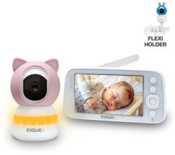 EVOLVEO Baby Monitor N5, Videós bébiőr készlet 360°-os megfigyeléssel, kétirányú kommunikációval és altatódalokkal, rózsaszínű (CAM-5-P)
