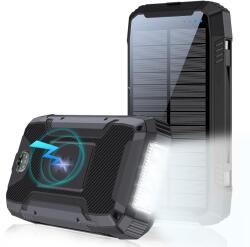 WINNER GROUP-WG WG - Power Bank 20000 mAh, napelem vezeték nélküli töltés 15W zseblámpa iránytű, USB-C PD 20W, fekete színű (12171)