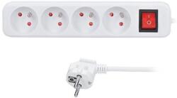 Solight hosszabbító kábel 3m, 4 aljzat, kapcsoló, 16A/3680W, PVC, fehér (PP32X)