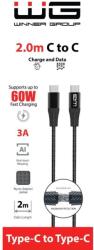 Winner Group WG - C-típusú C-típusú adatkábel, 2 méter, fekete (7933)