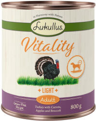 Lukullus 24x800g Lukullus Vitality Light: pulyka (gabonamentes) nedves kutyatáp