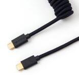 KEYCHRON Coiled Aviator USB-C M/M Adatkábel - 0.9m Fekete (+USB-C - USB-A adapter) CAB-B