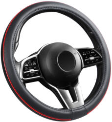 Autolife Bőrhatású Kormányvédő 38cm / Piros betétes (00788)