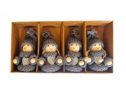 LAALU díszkészlet: szürke figurák szivecskével 8 cm, 4 db (LAU-6169)