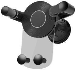 Flippy Autós telefontartó, Flippy, szellőzéshez, ABS, klipszekkel, forgatható, 12x9, 5x12 cm, fekete-átlátszó (133407)