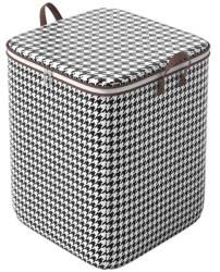 Flippy Cipzáras tárolódoboz, Flippy, Összehajtható, Megerősített fogantyú, Tartós cipzár, Ruhákhoz, Takarókhoz, Paplanokhoz, Párnákhoz, Ágyneműhöz, Játékokhoz, 50x50x70 cm, 180 Liter, Kockás, Fekete-fehér (1