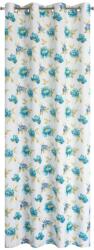 Eurofirany ALMA dekoratív függöny, fém gyűrűkkel, 140x250, fehér és kék virágokban (391717)