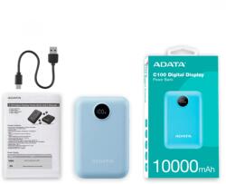 ADATA C100 Powerbank 10000mAh Digitális kijelző kék (PC10022-12LB)