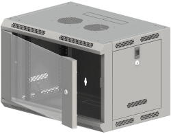 ALANTEC 19" 9U wall-mounted cabinet 600x500, glass door, grey (SW-9U-600-500-N-DSJ-OP-RP-B-S) - vexio