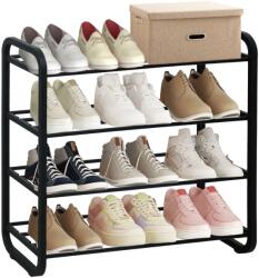 TEMPO KONDELA Cipőtartó, 4 polcos, fekete, FERRUM - mindigbutor