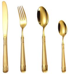 TRENDY S TRENDY'S rozsdamentes acél evőeszköz készlet, 4 db, utazáshoz és irodához, arany (TCM-11G)