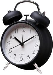 Pufo Prime ébresztőóra tárcsa világító gombbal, fém, 15 cm, fekete (Pufo2926negru)