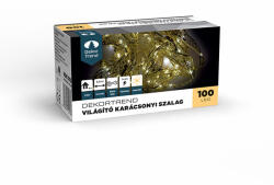 DekorTrend Világító karácsonyi arany szalag, 100 led, meleg fehér, elemes (KDE_013) - dekortrend