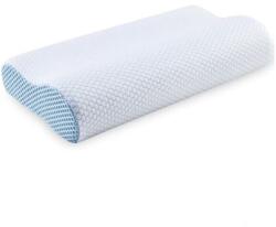 Blux Ortopéd Memóriahabos Nyakpárna - Hipoallergén, Mosható Huzattal, 55×35 cm, Fehér - Kék (PILLOW009)