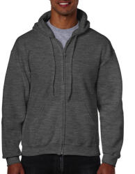 Gildan Férfi Pulóver Kapucnis Hosszú ujjú Gildan Heavy Blend Adult Full Zip Hooded Sweat - XL, Sötét heather szürke