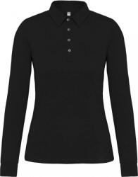 Kariban Női galléros póló Kariban KA265 Ladies' Long Sleeve Jersey polo Shirt -XS, Black