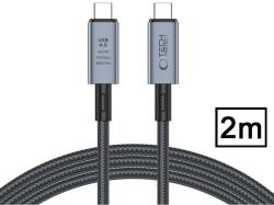 Tech-Protect Kábel töltéshez és adatátvitelhez TECH-PROTECT UltraBoost Max, 2x USB Type-C, 5A, 8K, 40Gbps, PD240W, 2m, szürke