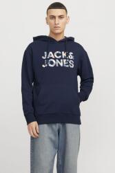 JACK & JONES Jack & Jones, Logós pamutpulóver kapucnival, Tengerészkék, XL (12268128-SKY-CAPTAIN-XL)