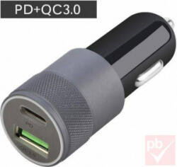 nBase Autós töltő 1xUSB + 1xUSB-C aljzattal 18W (NBA-CARQCC-18W) (NBA-CARQCC-18W)