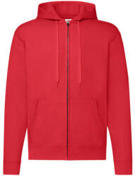 Fruit of the Loom Férfi Pulóver Kapucnis Hosszú ujjú Fruit of the Loom Classic Hooded Sweat Jacket - M, Piros