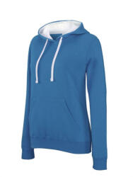 Kariban Női kapucnis pulóver Kariban KA465 Ladies’ Contrast Hooded Sweatshirt -M, Tropical Blue/White