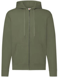 Fruit of the Loom Férfi Pulóver Kapucnis Hosszú ujjú Fruit of the Loom Classic Hooded Sweat Jacket - M, Oliva zöld