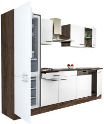 Leziter Yorki 280 konyhabútor yorki tölgy korpusz, selyemfényű fehér fronttal alulfagyasztós hűtős szekrénnyel (L280YFH-AF) - leziteronline