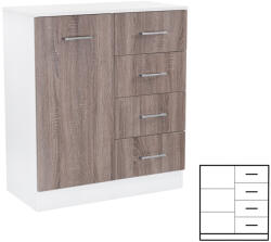 Leziter Miami komód 1ajtós 4 fiókos 80x92 cm yorki tölgy-fehér (LMK1A4FYTF)