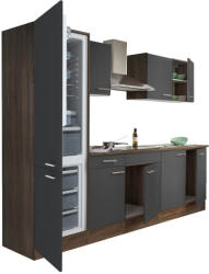 Leziter Yorki 270 konyhabútor yorki tölgy korpusz, selyemfényű antracit fronttal alulfagyasztós hűtős szekrénnyel (L270YAN-AF) - leziteronline