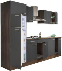 Leziter Yorki 270 konyhabútor yorki tölgy korpusz, selyemfényű antracit fronttal felülfagyasztós hűtős szekrénnyel (L270YAN-FF) - leziteronline