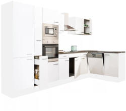 Leziter Yorki 370 sarok konyhabútor fehér korpusz, selyemfényű fehér fronttal polcos szekrénnyel (LS370FHFH-PSZ) - leziteronline