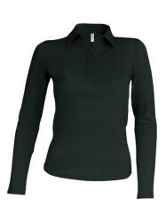 Kariban Női galléros póló Kariban KA244 Ladies' Long-Sleeved polo Shirt -S, Black