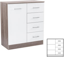 Leziter Miami komód 1ajtós 4 fiókos 80x92 cm fehér-yorki tölgy (LMK1A4FFYT)