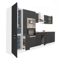 Leziter Yorki 360 konyhabútor fehér korpusz, selyemfényű antracit fronttal alulfagyasztós hűtős szekrénnyel (L360FHAN-AF) - leziteronline