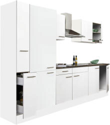 Leziter Yorki 300 konyhabútor fehér korpusz, selyemfényű fehér fronttal polcos szekrénnyel (L300FHFH-PSZ) - leziteronline