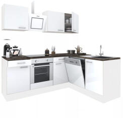 Leziter Yorki 220 sarok konyhabútor fehér korpusz, selyemfényű fehér fronttal alsó sütős elemmel (LS220FHFH-SUT) - leziteronline