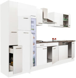 Leziter Yorki 310 konyhabútor fehér korpusz, selyemfényű fehér fronttal felülfagyasztós hűtős szekrénnyel (L310FHFH-FF) - leziteronline